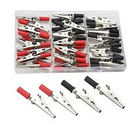 WMYCONGCONG Lot de 50 Pinces crocodiles en métal Kit de pinces de test électriques avec aiguilles en plastique rouge et noir