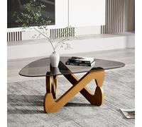 WMYYLX Table basse triangulaire en verre, table de salon en verre (gris noir)
