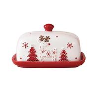Wnvivi Beurrier de Noël en céramique, beurrier avec couvercle, beurrier en céramique, récipient de rangement décoratif pour la cuisine (Wnvivifthx4ni2y3--1)