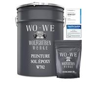 WO-WE 2K Peinture pour sol W702 résine époxy beton garage revêtement industriel Noir RAL 9005-10Kg