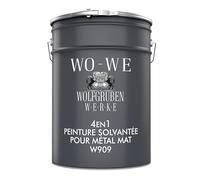 WO-WE Peinture métal MAT 3 en 1 anti-corrosion fer, acier W909 - Gris argent 5L