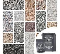WO-WE Tapis de pierre W730 Kit de Gravier de marbre + Résine époxy protection UV extérieur - Grigio Occhialino 1-4mm - 2 m2