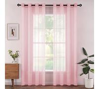 Woaboy Rideau Voilage Transparent Salon Oeillets Lot de 2 140x200cm Rose | Voilage semi transparent pour salon et chambre, léger, lumineux et décoratif.