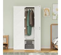 WOBOPCG Armoire de Chambre Penderie avec Barre, Garde-Robe avec 5 Étagères et 6 Porte Armoire Pliante Multi-Usages Meuble de Rangement pour Dressing,Chambre,Blanc (Porte Blanche, 69×50×136cm)