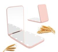 Wobsion Miroir Compact en Paille de Blé Organique - Grossissant 1x/3x Avec Lumière - Pour Sac à Main, Petit Miroir de Maquillage