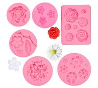 wocpvm 6 Pcs Moule Pate a Sucre, 3D Moule Silicone Fleur Moules à Fondant | Fleur Gâteau Fondant Moules, Idéal Pour Les Cupcakes Fondants, Le Chocolat, Les Bonbons, La Pâtisserie