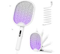 WOCVRYY Raquette Moustique Électrique Insectes - 4000V Haute Tension Pliable 180° Batterie 1800mAh Rechargeable 3 Modes Grille Sécurité Multicouche pour Maison Jardin Camping