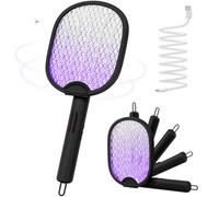 WOCVRYY Raquette Moustique Electrique Insectes 4000V - Pliable USB-C Rechargeable 1800mAh Electric Insect Racket Tapette à Mouche Électrique Murale - Noir