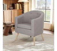 WODFARR Petit Fauteuil Crapaud, Chauffeuse avec Accoudoirs, Fauteuil Crapaud Adulte, Fauteuils de Salon 1 Personne, Petit Canapé Rembourrée Épaisse (Gris)