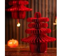 Wodsty 2026 année du cheval pour décorations en nid d'abeille rouge | Lot de 2 décorations murales en forme de cheval en nid d'abeille rouge 3D pour le printemps 2026