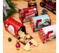 Wodsty Boîte aux lettres décorative de Noël en tôle - Support résistant aux | Boîte aux lettres festive en métal motif bonhomme de neige pour camion avec drapeau hissé