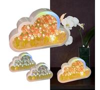 Wodsty Cloud for Tulip Veilleuse DIY avec miroir, lampe de bureau LED | Instructions de bricolage pour une lampe de nuit en forme de tulipe, lampe de table LED nuage, décoration de la maison