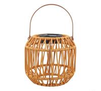 Wodsty Élégante lampe solaire de jardin en PP avec aspect rotin synthétique résistant aux intempéries IP65 lanterne suspendue pour extérieur, automatique pour éclairage dans l'obscurité, 15 x 14 cm