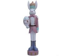Wodsty Figurine de Pâques en résine avec cavalier et lapin, 22,5 cm, décoration de bureau pour décoration d'intérieur, décoration de table festive (rose)
