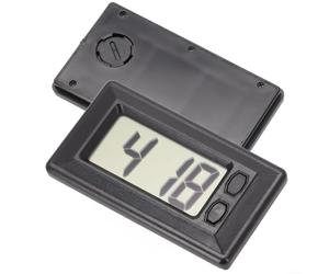 Wodsty Horloge numérique LCD de voiture avec calendrier, horloge électronique de tableau de bord pour véhicule, horloge numérique portable avec tampon adhésif, noir