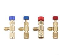 Wodsty Lot de 4 adaptateurs de climatisation R410A R22 Valve 1/4" en laiton | Laiton robuste, compatible avec R410A/R22, connecteur 1/4", design anti-fuite, durable