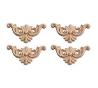 Wodsty Lot de 4 appliques d'angle sculptées en bois pour portes d'armoire F | Décoration d'angle en bois sculpté pour meubles, baguettes en bois à faire soi-même, autocollants décoratifs en bois