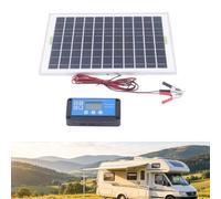 Wodsty Panneau solaire d'extérieur polycristallin 20 W avec régulateur 10 A | Système de panneau solaire 12 V 20 W avec régulateur de charge 10 A pour camping et camping-car