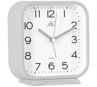 Wodsty Petit réveil de voyage, horloge de chevet à quartz avec secondes de saut, minuterie de table portable en plastique léger pour enfants, étudiants, bureau, coloré (gris)