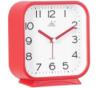 Wodsty Petit réveil de voyage, horloge de chevet à quartz avec secondes de saut, minuterie de table portable en plastique léger pour enfants, étudiants, bureau, coloré (rouge)