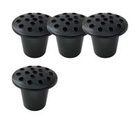 Wodsty Pots de fleurs en plastique avec couvercles noirs, 13 x 7 cm | Lot de 4 pots de fleurs élégants avec couvercle noir - 11 cm de haut - En plastique - Pour arrangements floraux - Décoration