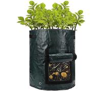 Wodsty Sacs de compost de jardin réutilisables de 10 gallons | Sac de compost pliable de 10 gallons, bac à déchets de jardin en polyéthylène lavable avec fenêtre latérale