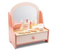 Woet® Coiffeuse Jouet en Bois pour Enfants - avec Miroir et 7 Accessoires - Jouet Beauté d’Imitation - À Partir de 3 Ans