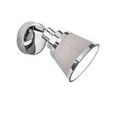 WOFI Zoom Applique murale design Chrome brillant avec abat-jour en tissu gris - 1 spot orientable E14 - Éclairage mural pour intérieur