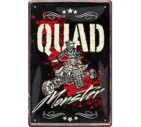 WOGEKA ART Plaque rétro en tôle - Quad Monster Offroad - Inscription humoristique en allemand - Idée de cadeau d'anniversaire de Noël - 20 x 30 cm - Design vintage en métal 1104