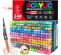 WOGOPRO 240 Couleurs Feutre Acrylique, Marqueur Acrylique, Liquide Direct Acrylic Paint Marker, Stylo Acrylic pour Coloriage, Calligraphie, Bois, Pierre, Toile, Céramique