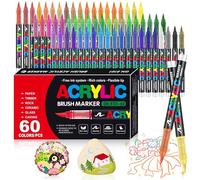 WOGOPRO 60 Couleurs Feutre Acrylique, Marqueur Acrylique, Liquide Direct Acrylic Paint Marker, Stylo Acrylic pour Coloriage, Calligraphie, Bois, Pierre, Toile, Céramique
