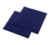 WohnDirect Lot de 2 tapis de bain - Bleu foncé 45 x 45 cm - Antidérapant et lavable - Tapis de bain, tapis de salle de bain, tapis de WC