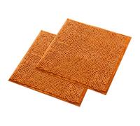 WohnDirect Lot de 2 tapis de bain - Orange - 45 x 45 cm - Antidérapant et lavable - Tapis de salle de bain, tapis de WC