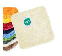 WohnDirect Tapis de Bain 45 x 45 cm, Shaggy Doux et Absorbant, antidérapant, Lavable en Machine, Compatible Chauffage au Sol, Crème, Oeko-TEX Standard 100