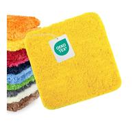 WohnDirect Tapis de Bain 45 x 45 cm, Shaggy Doux et Absorbant, antidérapant, Lavable en Machine, Compatible Chauffage au Sol, Jaune, Oeko-TEX Standard 100