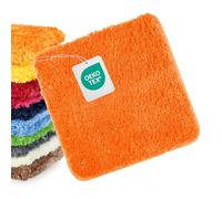WohnDirect Tapis de Bain 45 x 45 cm, Shaggy Doux et Absorbant, antidérapant, Lavable en Machine, Compatible Chauffage au Sol, Orange, Oeko-TEX Standard 100