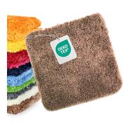 WohnDirect Tapis de Bain 45 x 45 cm, Shaggy Doux et Absorbant, antidérapant, Lavable en Machine, Compatible Chauffage au Sol, Marron, Oeko-TEX Standard 100