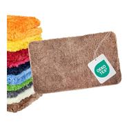 WohnDirect Tapis de Bain 50 x 80 cm, Microfibre à Poils Longs 4 cm, antidérapant, Absorbant à séchage Rapide, Lavable en Machine, Compatible Chauffage au Sol, Marron