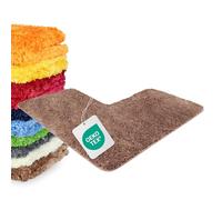 WohnDirect Tapis de Bain d’Angle Forme L, 50 x 100 x 100 cm, Microfibre à Poils Longs 4 cm, antidérapant, très Absorbant, Lavable 30 °C, Compatible Chauffage au Sol, Marron