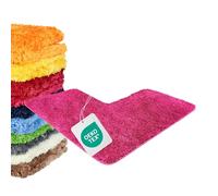 WohnDirect Tapis de Bain d’Angle Forme L, 50 x 100 x 100 cm, Microfibre à Poils Longs 4 cm, antidérapant, très Absorbant, Lavable 30 °C, Compatible Chauffage au Sol, Rose