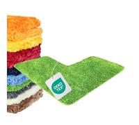WohnDirect Tapis de Bain d’Angle Forme L, 50 x 100 x 100 cm, Microfibre à Poils Longs 4 cm, antidérapant, très Absorbant, Lavable 30 °C, Compatible Chauffage au Sol, Vert