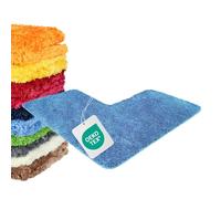 WohnDirect Tapis de Bain d’Angle Forme L, 50 x 100 x 100 cm, Microfibre à Poils Longs 4 cm, antidérapant, très Absorbant, Lavable 30 °C, Compatible Chauffage au Sol, Bleu Clair