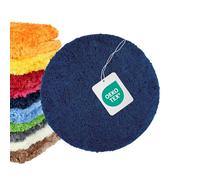 WohnDirect Tapis de bain rond Ø 56 cm, microfibre shaggy 4 cm, antidérapant, absorbant, lavable 30°C, sèche-linge basse température, compatible chauffage au sol, certifié OEKO-TEX, Bleu foncé moutarde