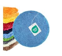 WohnDirect Tapis de bain rond Ø 56 cm, microfibre shaggy 4 cm, antidérapant, absorbant, lavable 30°C, sèche-linge basse température, compatible chauffage au sol, certifié OEKO-TEX, Bleu clair moutarde