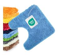 WohnDirect Tapis WC Contour 45 x 45 cm, antidérapant, Absorbant, Lavable, Microfibre Douce, Compatible Chauffage au Sol, découpe en U pour Toilettes, Coloris Bleu Clair