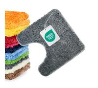 WohnDirect Tapis WC Contour 45 x 45 cm, antidérapant, Absorbant, Lavable, Microfibre Douce, Compatible Chauffage au Sol, découpe en U pour Toilettes, Coloris Gris