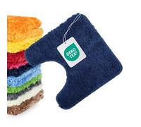 WohnDirect Tapis WC Contour 45 x 45 cm, antidérapant, Absorbant, Lavable, Microfibre Douce, Compatible Chauffage au Sol, découpe en U pour Toilettes, Coloris Bleu foncé
