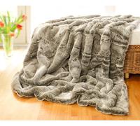 Wohnen & Accessoires Couverture en Fourrure, Fausse Fourrure Couverture Loup Gris avec Fourrure Gris-Beige 240x260cm