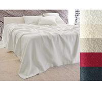 Wohnen & Accessoires Estoril Couvre-lit élégant 100 % coton 180 x 260 à 260 x 300 cm - Jeté de canapé - Motif cachemire - Différentes couleurs ou coussins (blanc, 240 x 260 cm)