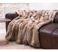Wohnen & Accessoires Grande couverture en fourrure synthétique, motif renard, marron/gris, 220 x 240 cm